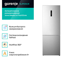 Отдельностоящий двухкамерный холодильник Gorenje NRK720EAXL4